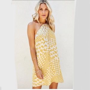 Fab’rik yellow pattern mini dress- size medium